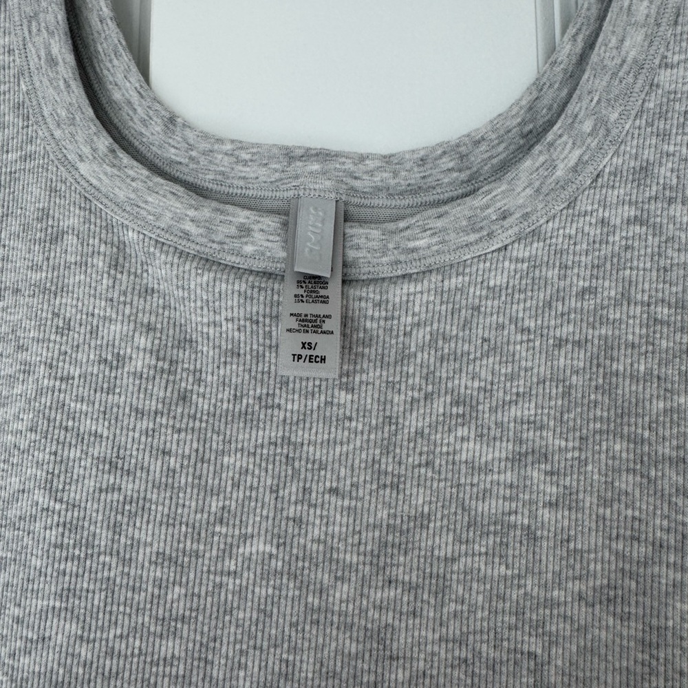 Skims Cotton Rib Onesie Light Heather Grey Size XS - Picture 2 of 5